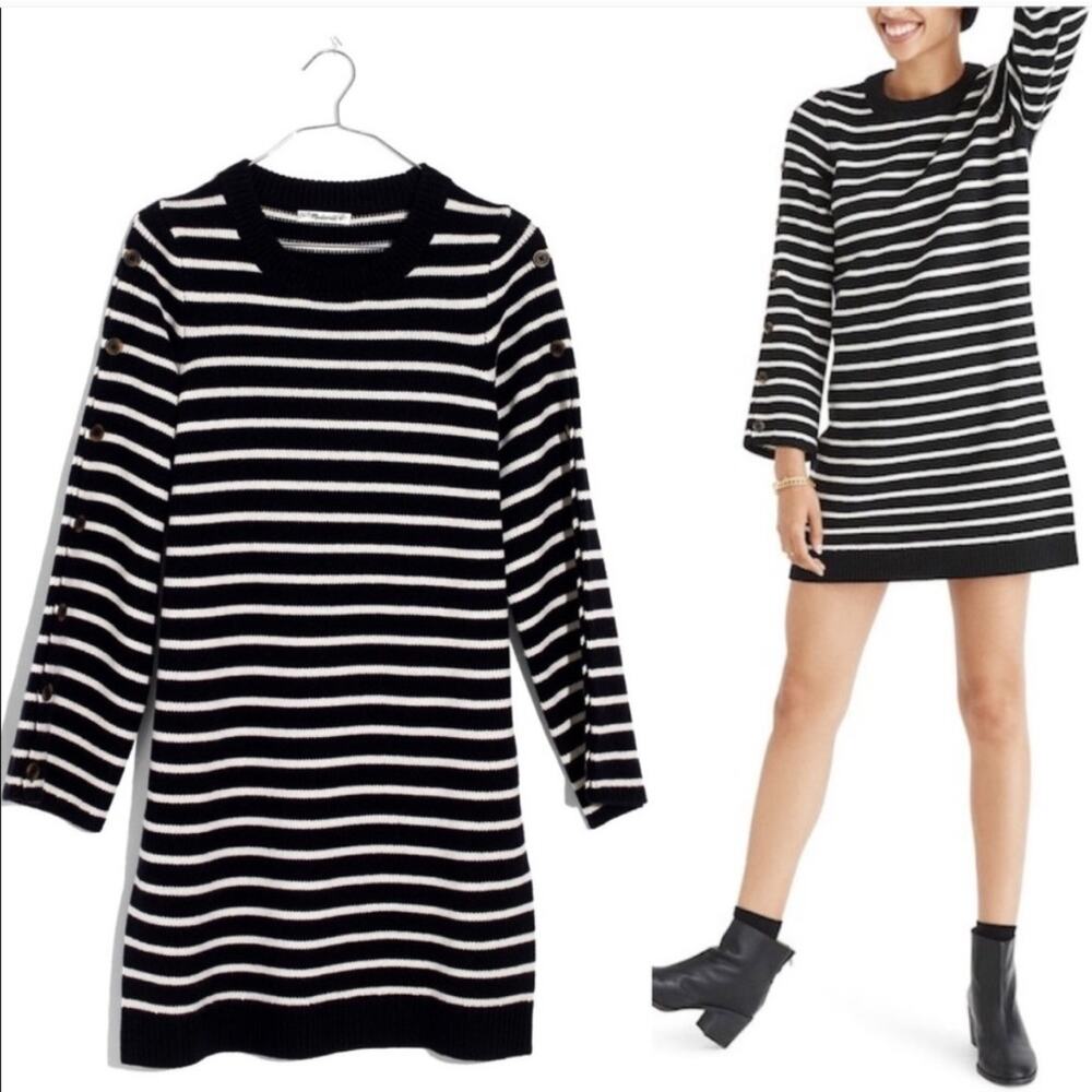 Madewell Button Sleeve Merino Wool Sweater Dress